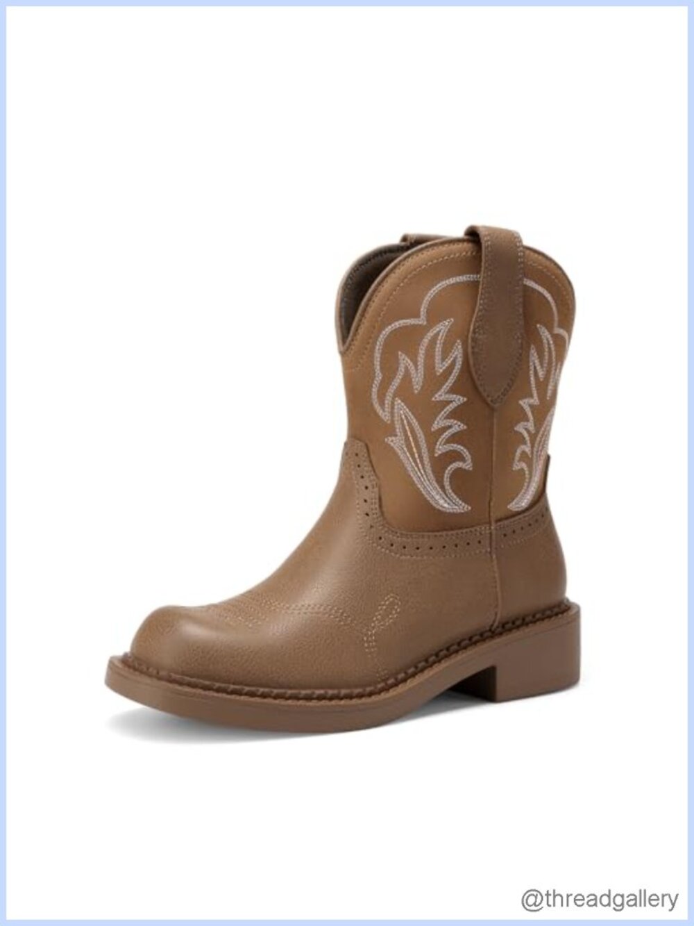 Women's Western Cowboy Mid Calf Slip-On Boots Cushioned Round Toe